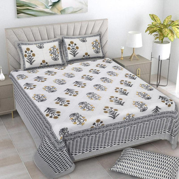 Buy Brynn Floral Bedsheet - Grey Bedsheets from Vaaree