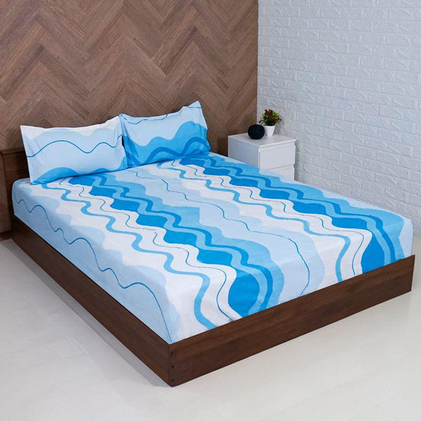 Buy Udva Blue Wave Bedsheet Bedsheets from Vaaree