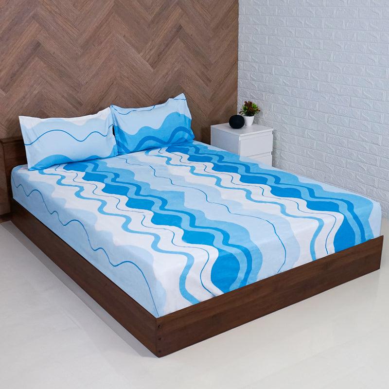 Buy Udva Blue Wave Bedsheet Bedsheets from Vaaree