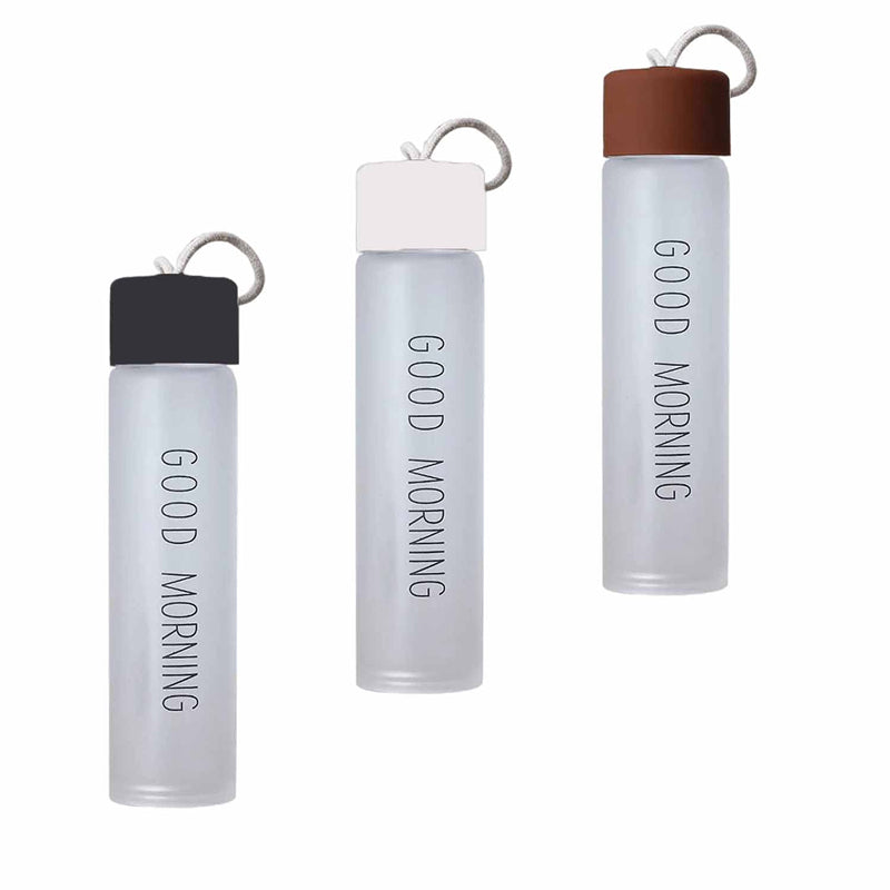 Bottle - Happy Morning 330 ML Water Bottle (Brown/White/ Black) - Set Of Three