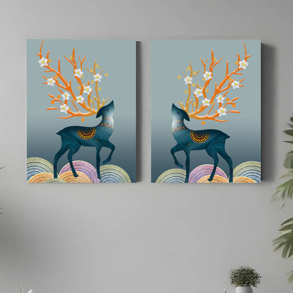 Buy Maximus Stag Wall Art - Set Of Two Wall Art & Paintings from Vaaree