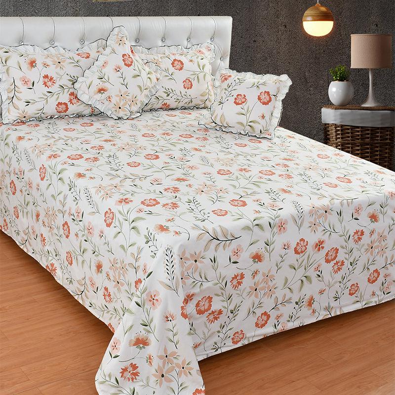 Buy Hue Haze Frilled Floral Bedding Set - Five Piece Set Bedding Set from Vaaree