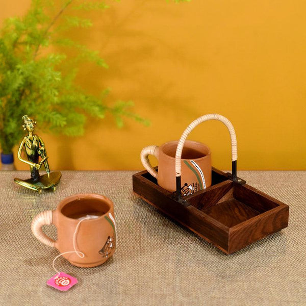 Buy Zara Tray With Cup (150 ML) - Three Piece Set Mug & Tea Cup from Vaaree