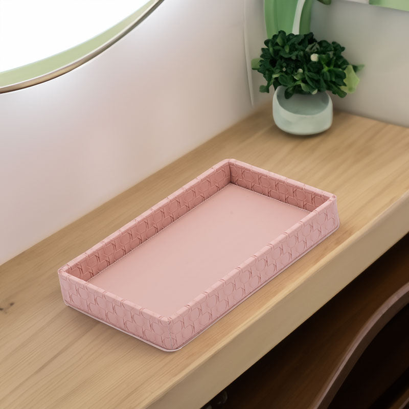 Buy Lorae Vegan Leather Bathroom Tray - Pink Accessories & Sets from Vaaree