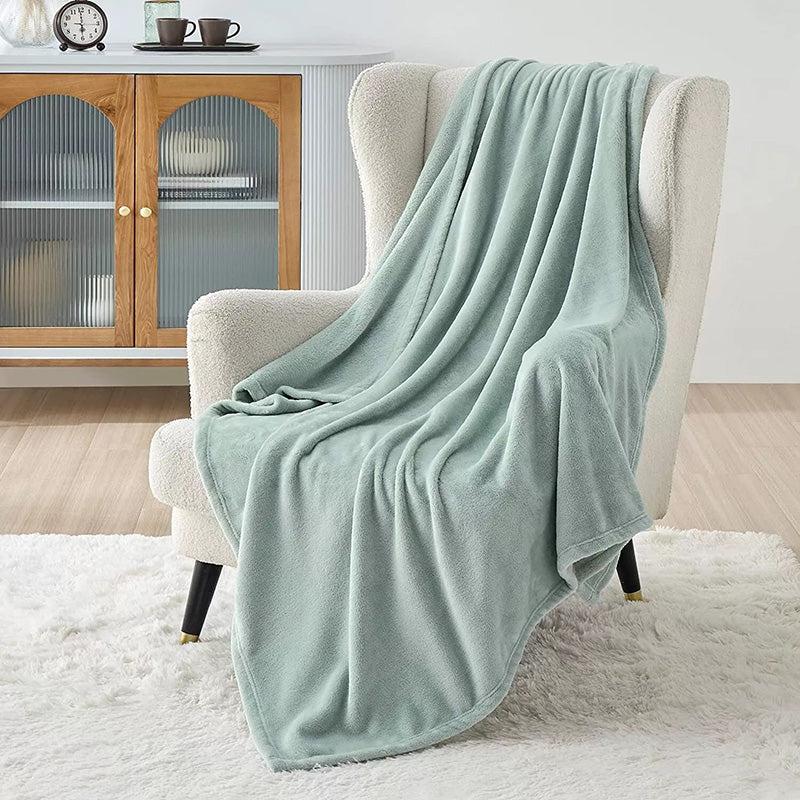 Buy Sarva Solid Knitted Cotton Flannel Blanket (Sea Green) - 190 GSM Blankets from Vaaree