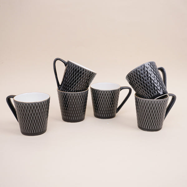 Buy Bruna Black Cup (180 ML) - Set Of Six Mug from Vaaree