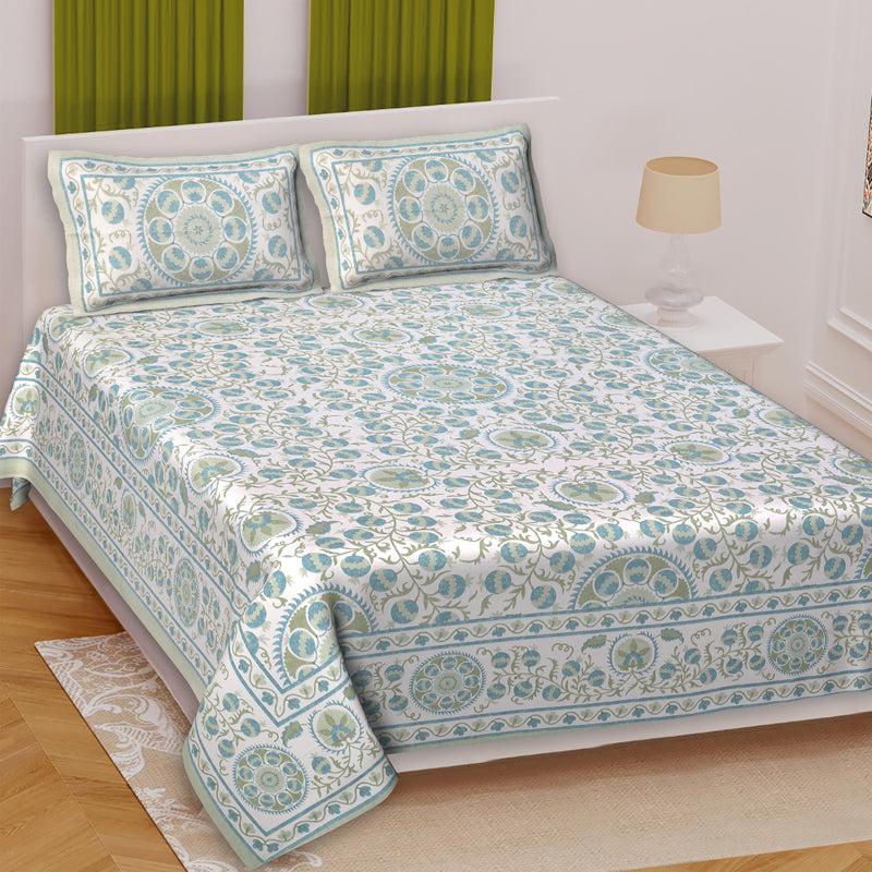 Buy Farah Floral Bedsheet - Green Bedsheets from Vaaree