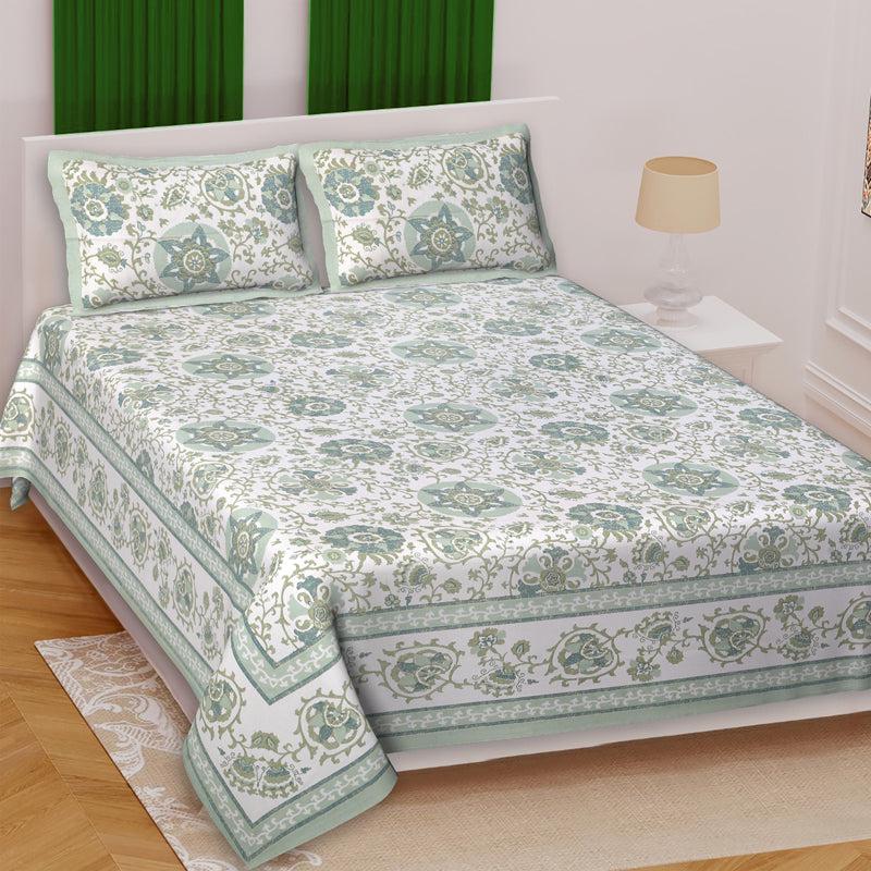 Buy Griffin Floral Bedsheet - Green Bedsheets from Vaaree