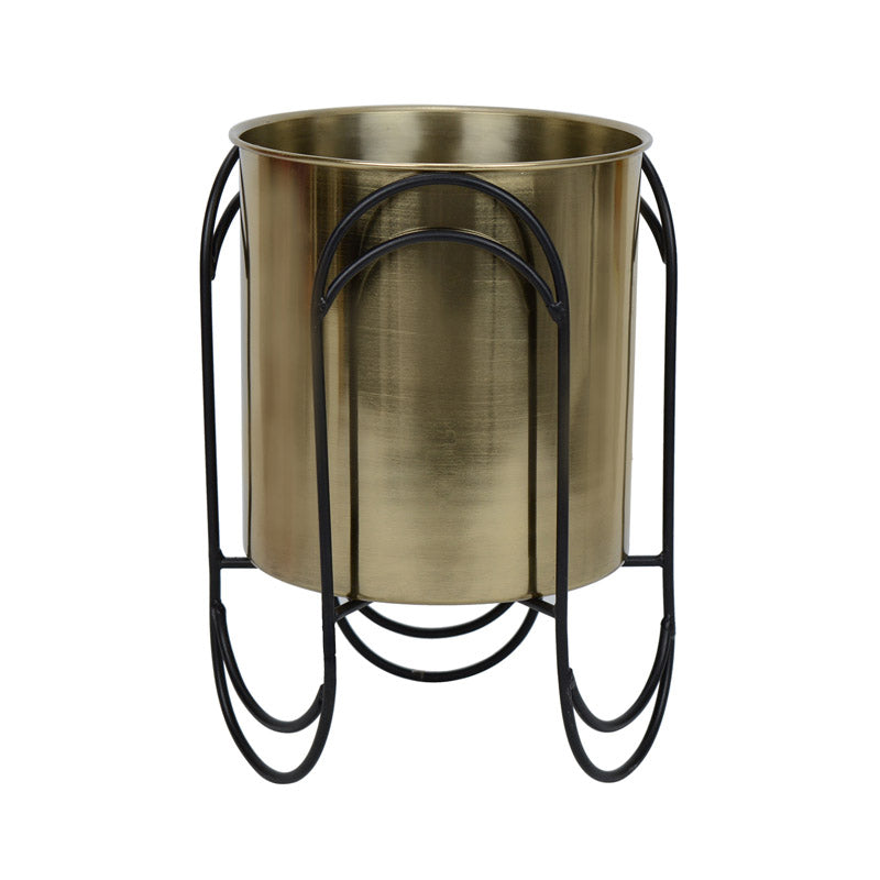 Buy Vyra Stainless Steel Planter - Gold & Black Pots & Planters from Vaaree