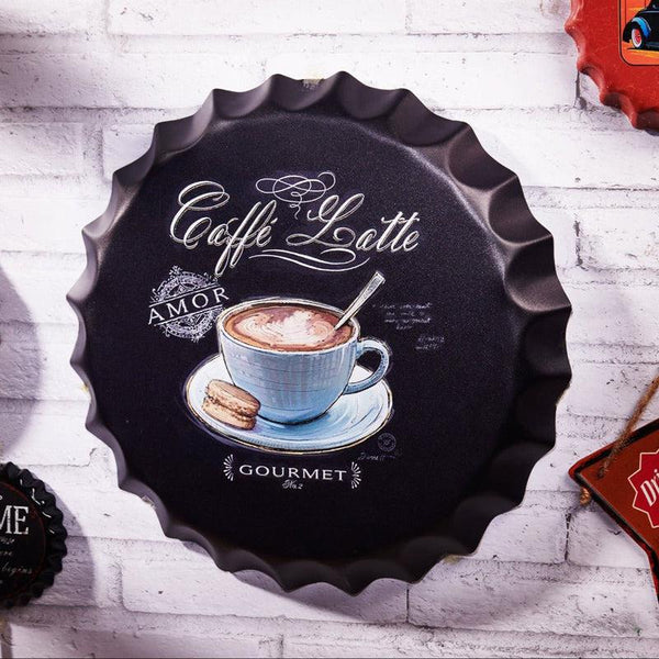 Caffe Latte Bottle Cap Wall Accent