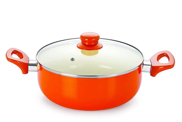 Buy Nirlon Orange Non Stick Cooking Pot With Lid - 2600 ML/9 Inches Cooking Pot from Vaaree