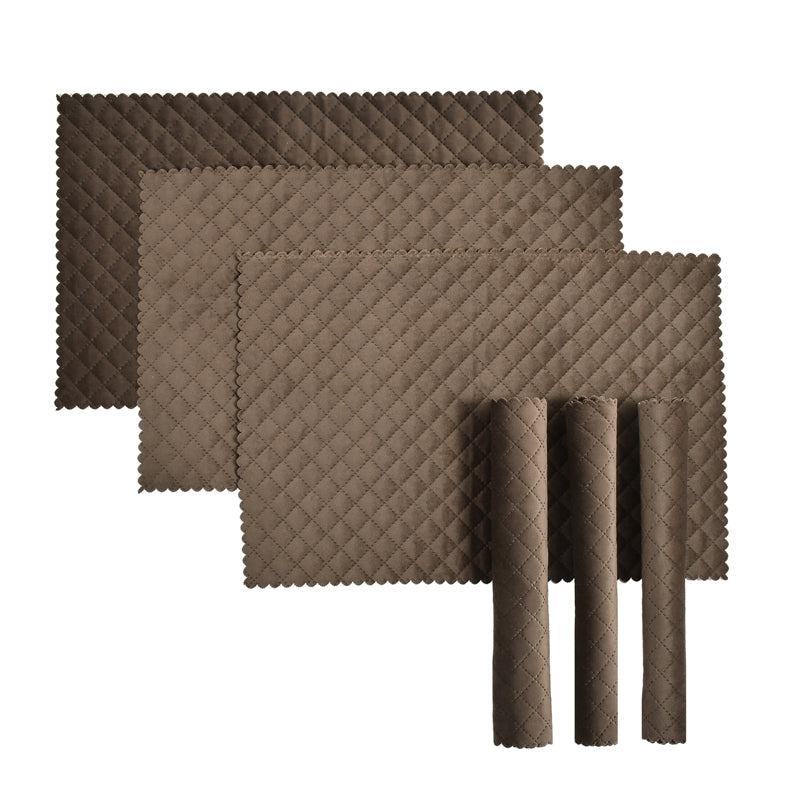 Table Mat - Osric Velvet Quilted Placemat (Brown) - Set Of Six