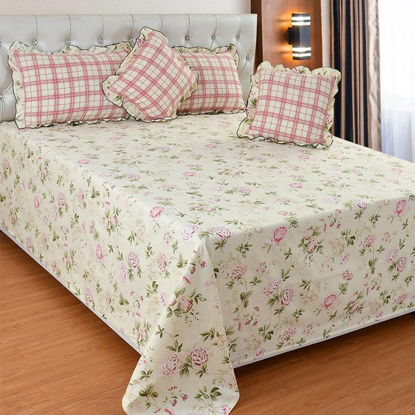 Buy Viaro Frilled Floral Bedding Set - Five Piece Set Bedding Set from Vaaree