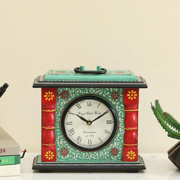 Buy Adviya Handpainted Silent Table Clock - Light Green Table Clock from Vaaree