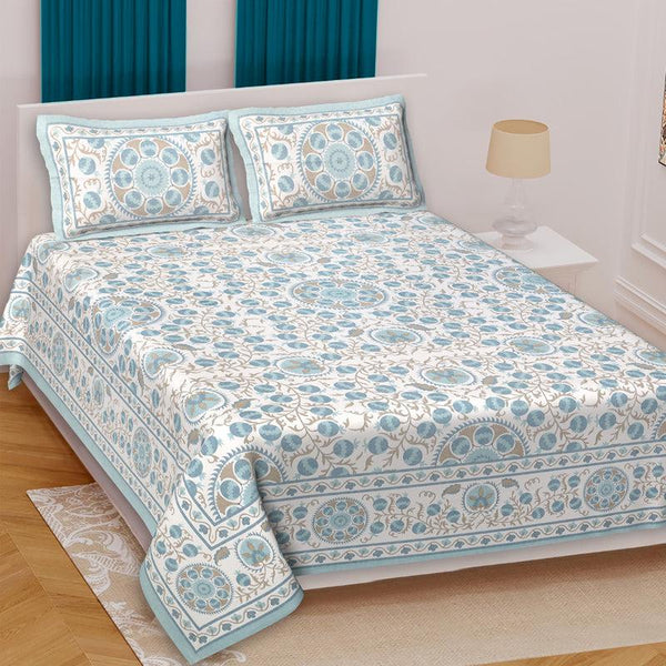 Buy Farah Floral Bedsheet - Blue Bedsheets from Vaaree