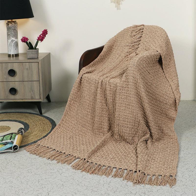 Buy Cozy Loom Throw - Beige Throws from Vaaree