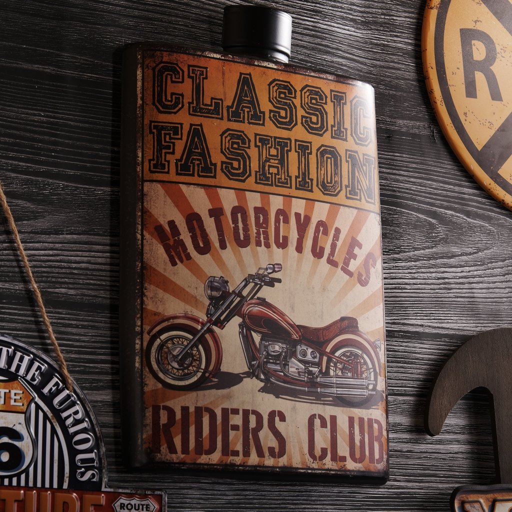 Buy Motorcycles Riders Club Whiskey Bottle Wall Accent Wall Accents from Vaaree