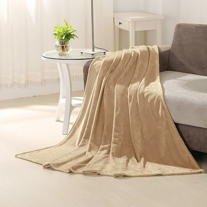 Buy Camella Solid Knitted Cotton Flannel Blanket (Beige) - 190 GSM Blankets from Vaaree