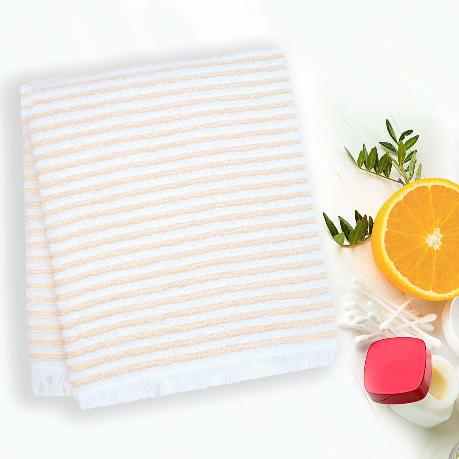 Buy Micro Cotton LuxeDry Striped Comfort Bath Towel - Yellow & White Bath Towels from Vaaree