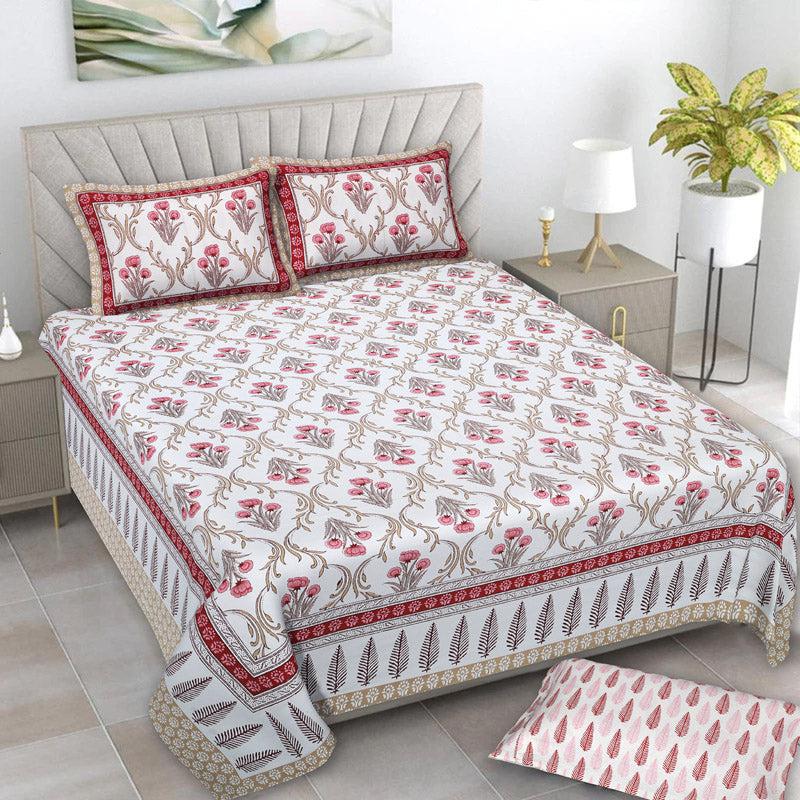 Buy Giselle Floral Bedsheet - Red Bedsheets from Vaaree