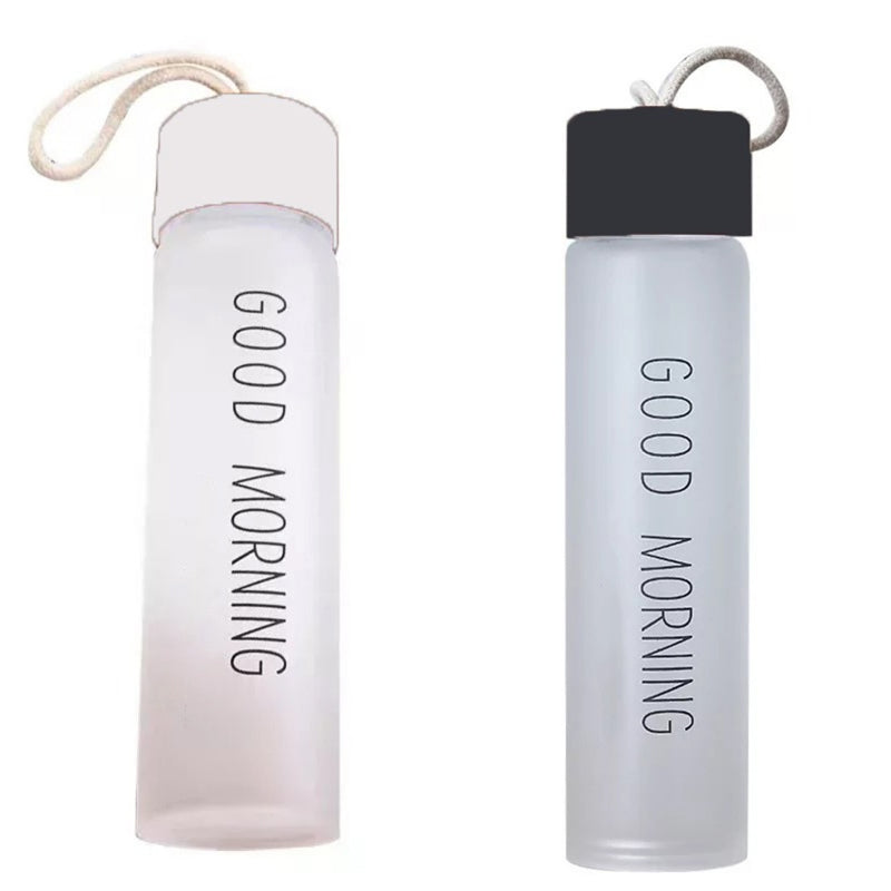 Bottle - Happy Morning 330 ML Water Bottle (White & Black) - Set Of Two