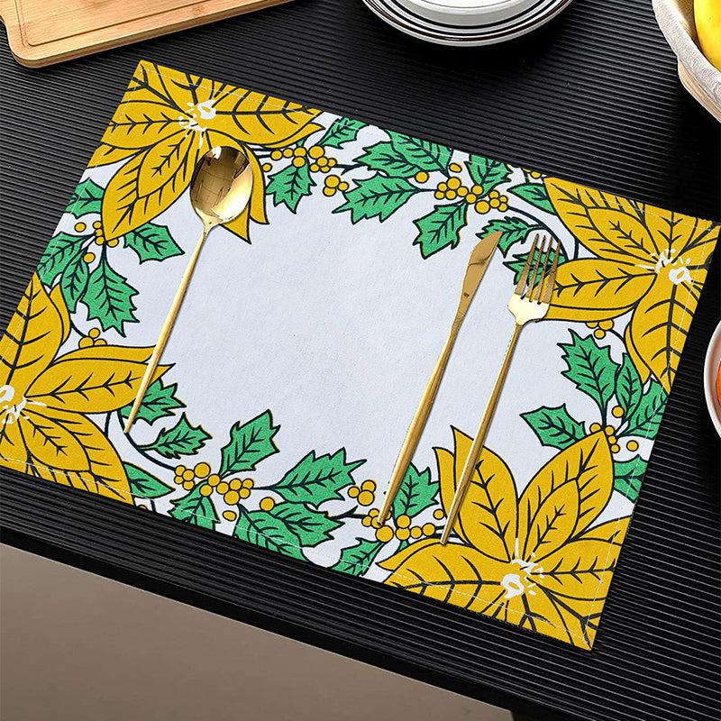 Buy Acora Floral Placemat (Yellow) - Set of Eight Table Mats from Vaaree