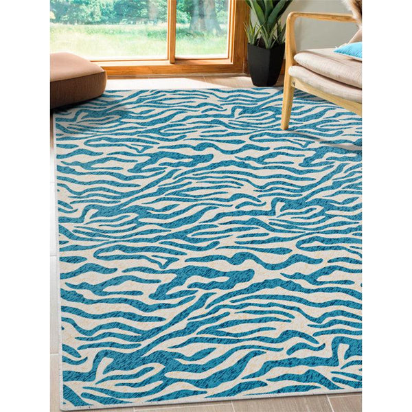 Buy Luza Tiger Print Carpet - Blue Carpet from Vaaree