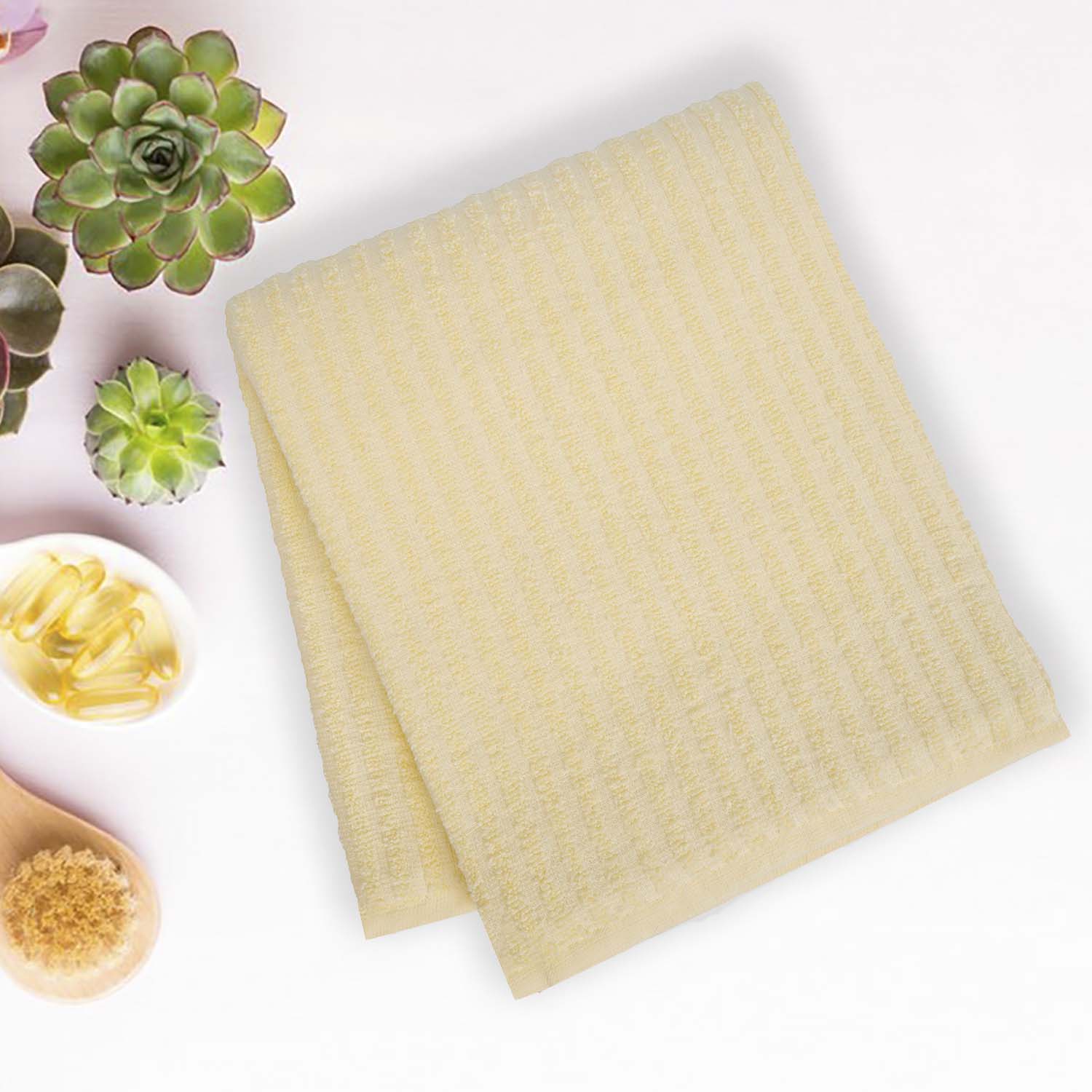 Buy Micro Cotton LuxeDry Striped Bath Towel - Beige Bath Towels from Vaaree