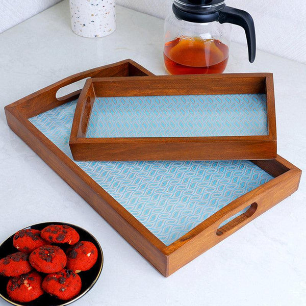 Buy Alma Ethnic Serving Tray (Blue) - Set Of Two Serving Tray from Vaaree