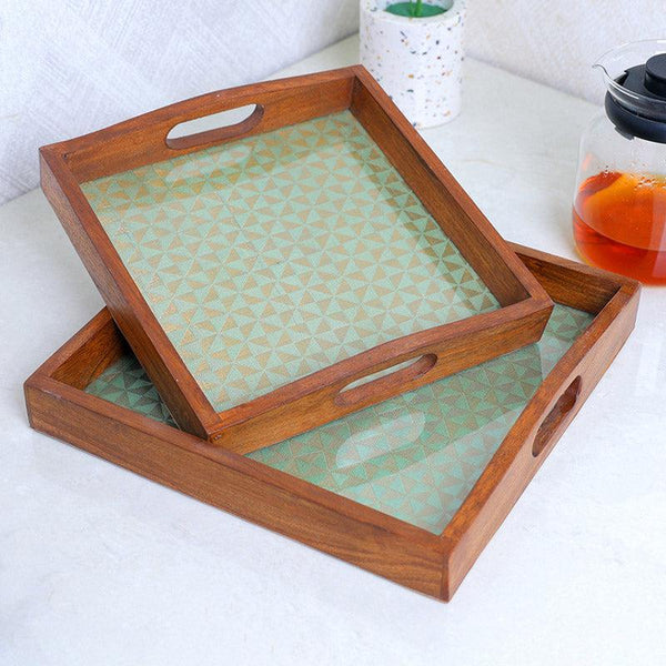 Buy Jade Glow Square Serving Tray - Set Of Two Serving Tray from Vaaree