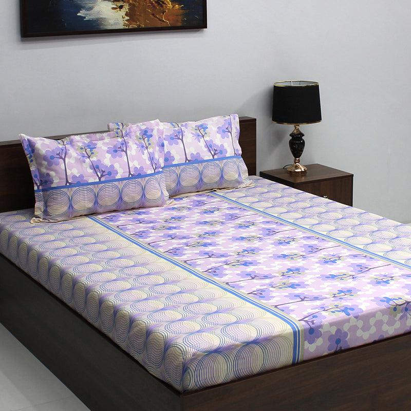 Bedsheets - Warhi Floral Bedsheet - Purple