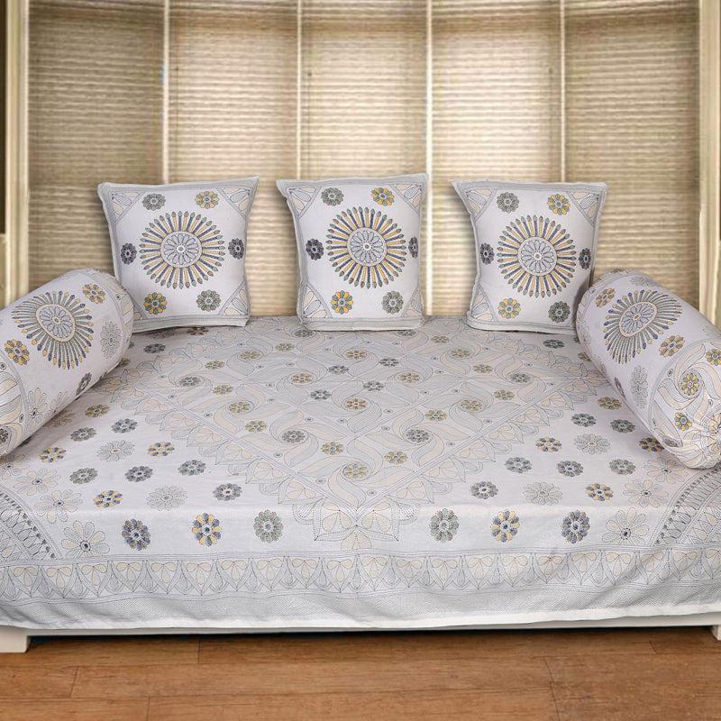 Buy Arunima Diwan Set (Grey & Yellow) - Six Piece set Diwan Set from Vaaree