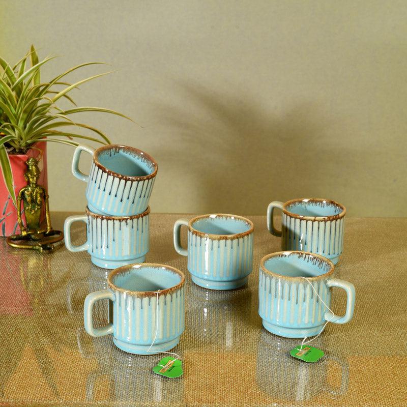 Buy Indradhanush Ceramic Cup (150 ML) - Set of Six Tea Cup & Saucer from Vaaree