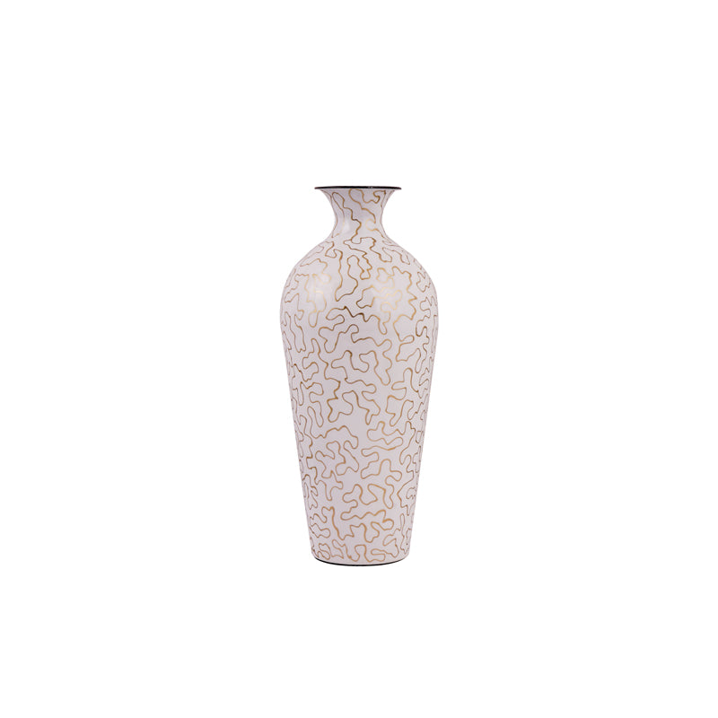 Vase - Iora Lacquered Vase - White & Gold