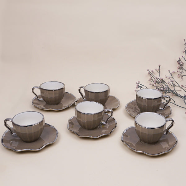 Buy Atte Brown Cup & Saucer (200 ML) - Twelve Piece Set Mug from Vaaree