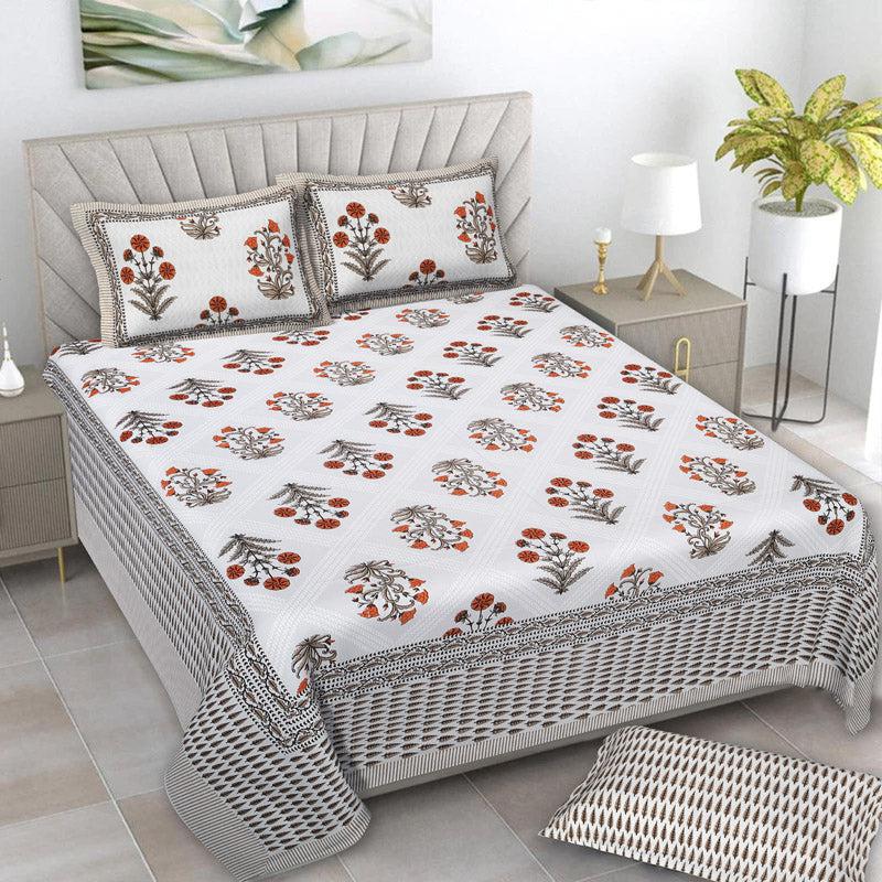 Buy Brynn Floral Bedsheet - Brown & Grey Bedsheets from Vaaree