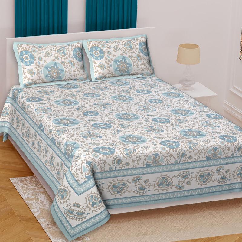 Buy Griffin Floral Bedsheet - Blue Bedsheets from Vaaree