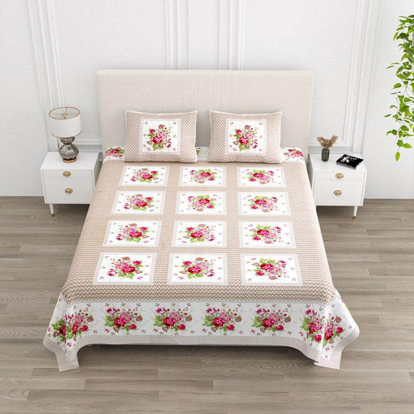 Buy Neve Floral Bedsheet - Brown & Pink Bedsheets from Vaaree