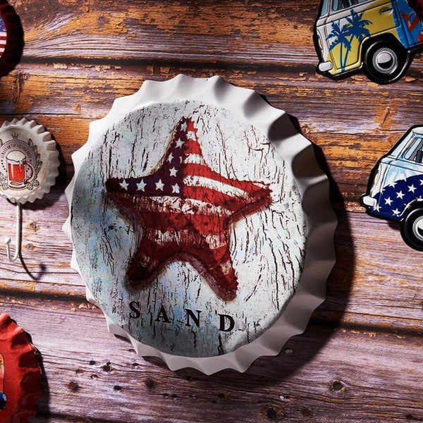 Star Fish Sand Bottle Cap Wall Accent