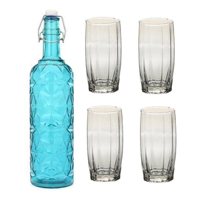 Buy Cassia 1000 ML Water Bottle With 400 ML Glass - Five Piece Set Bottle from Vaaree