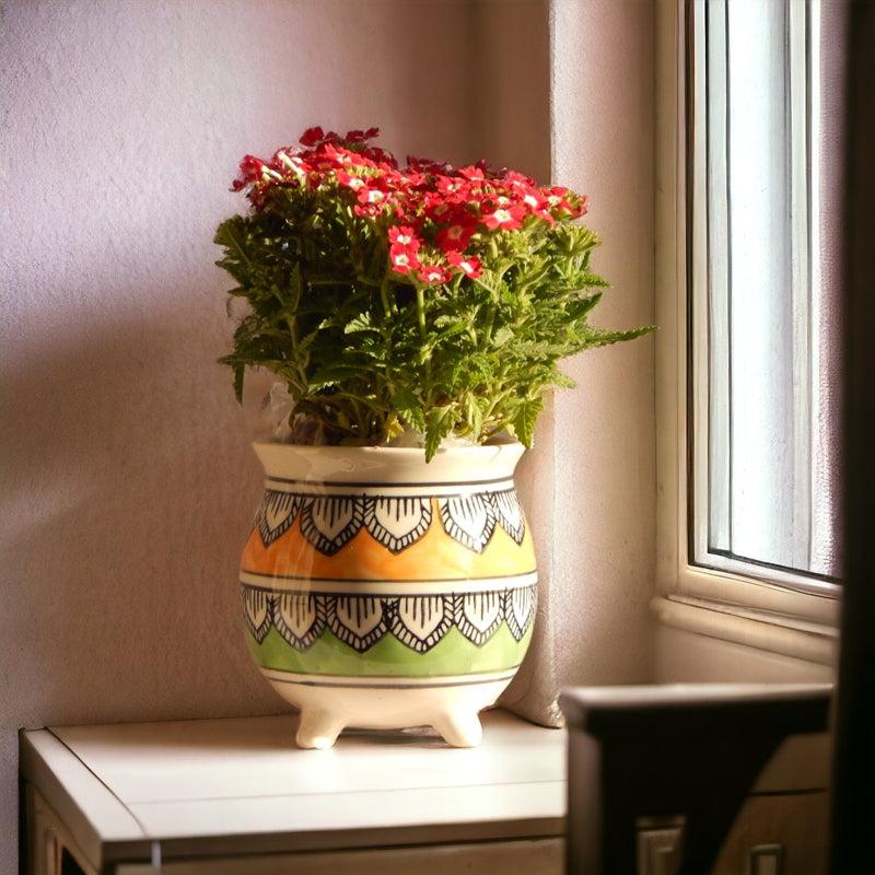 Buy Druva Ethnic Planter - Green & Yellow Pots & Planters from Vaaree