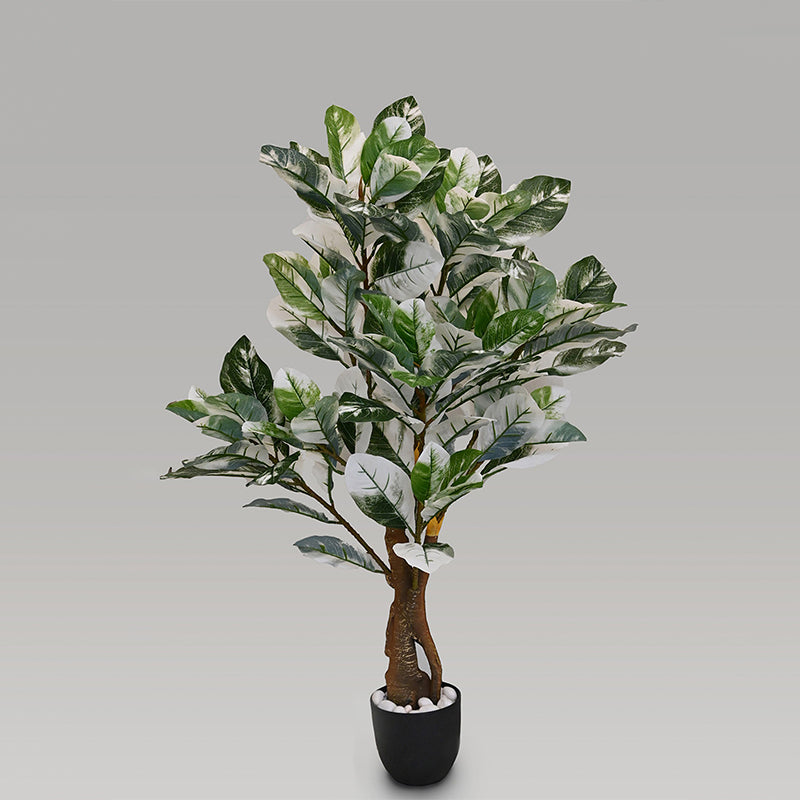 Buy Faux Everlasting White Croton Tree With Pot - 3.7 Feet Artificial Plants from Vaaree