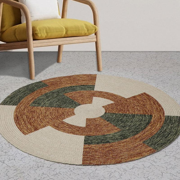 Buy Estro Round Rug - Brown & Grey Rugs from Vaaree