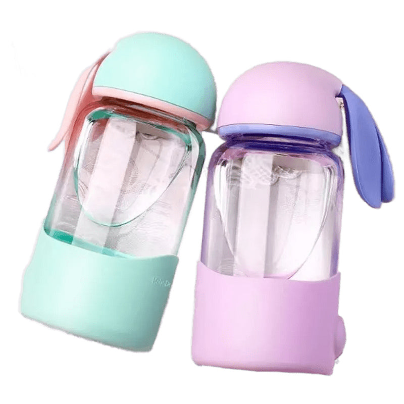 Bottle - Bunny Play Kids 330 ML Water Bottle (Pastel Green & Purple) - Set Of Two