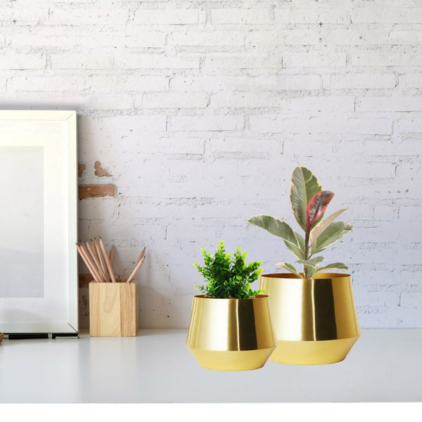 Buy Arrota Gold Planter - Set Of Two Pots & Planters from Vaaree