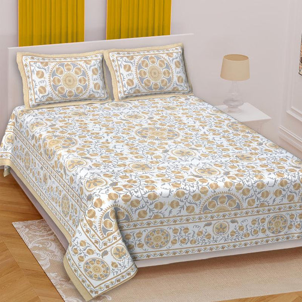 Buy Farah Floral Bedsheet - Brown & Yellow Bedsheets from Vaaree