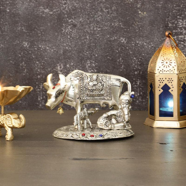 Holy Aluminium Kamdhenu Cow Showpiece