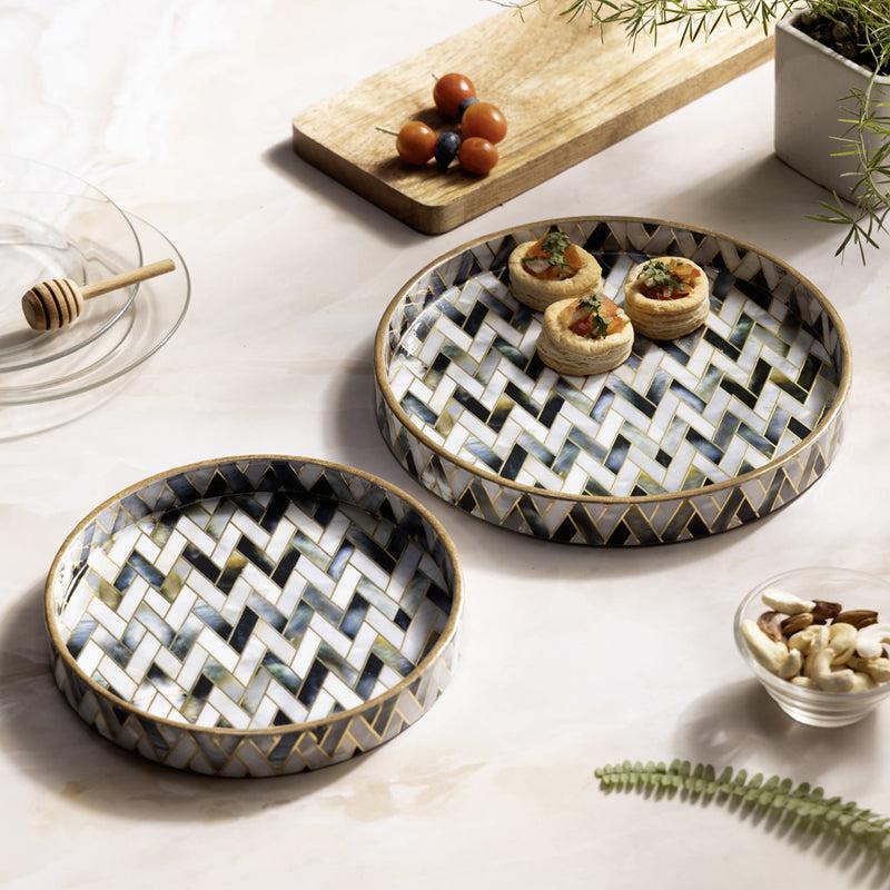 Buy Imara Round Zig Zag Serving Tray - Set Of Two Serving Tray from Vaaree