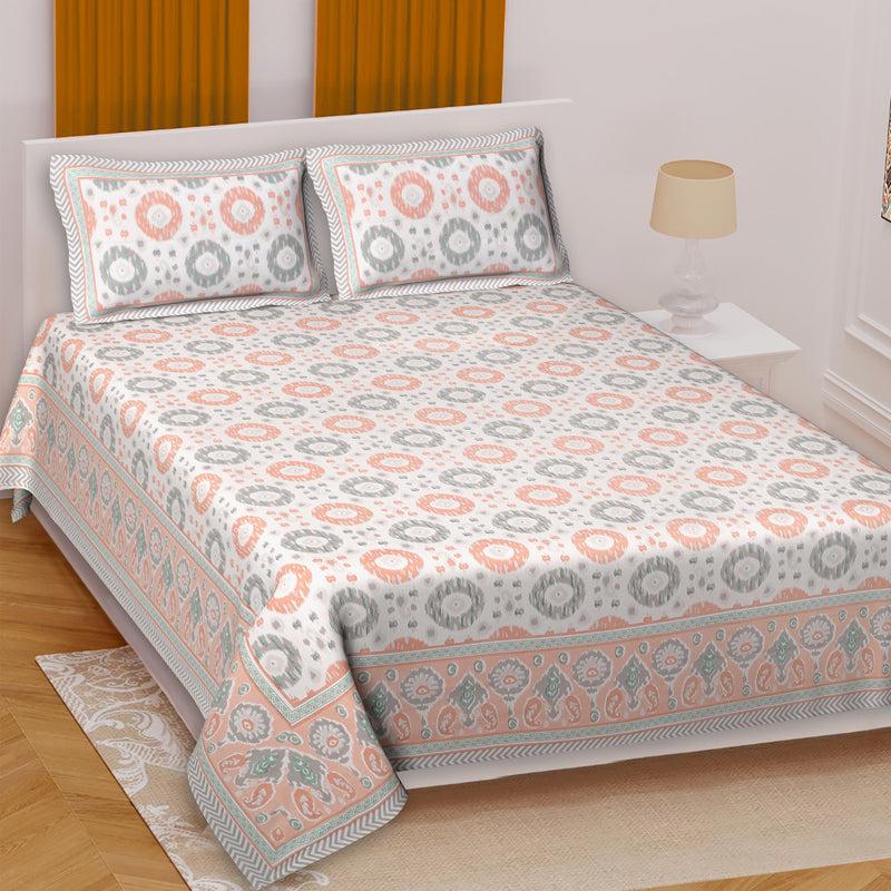 Buy Sienna Ethnic Bedsheet - Peach Bedsheets from Vaaree