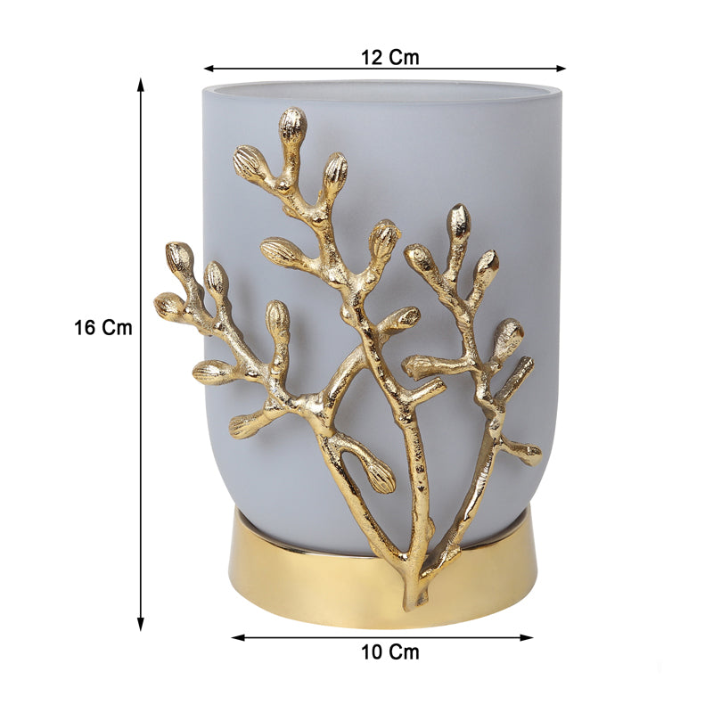 Buy Roscoe Gemma Vase - Grey & Gold Vase from Vaaree